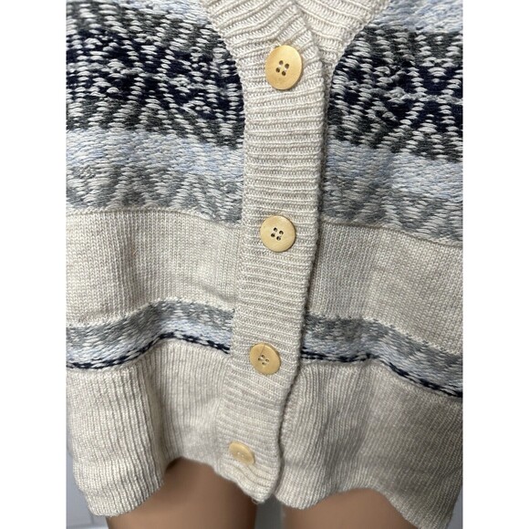 Chaser Fair Isle Drop Shoulder Over Sized Button Sweater in Natural Sz S NWOT - Picture 9 of 10